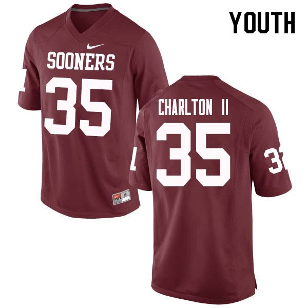 Youth #35 Robert Charlton II Oklahoma Sooners College Football Jerseys Sale-Crimson